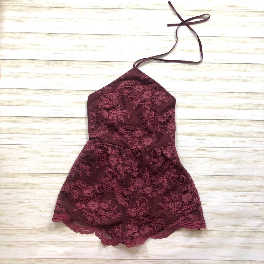 Lace Overlay Halter Romper💕